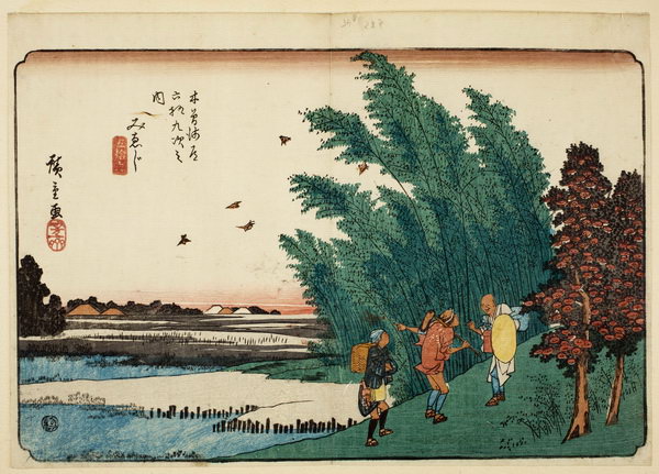 16 Utagawa Hiroshige pretre demandant son chemin
